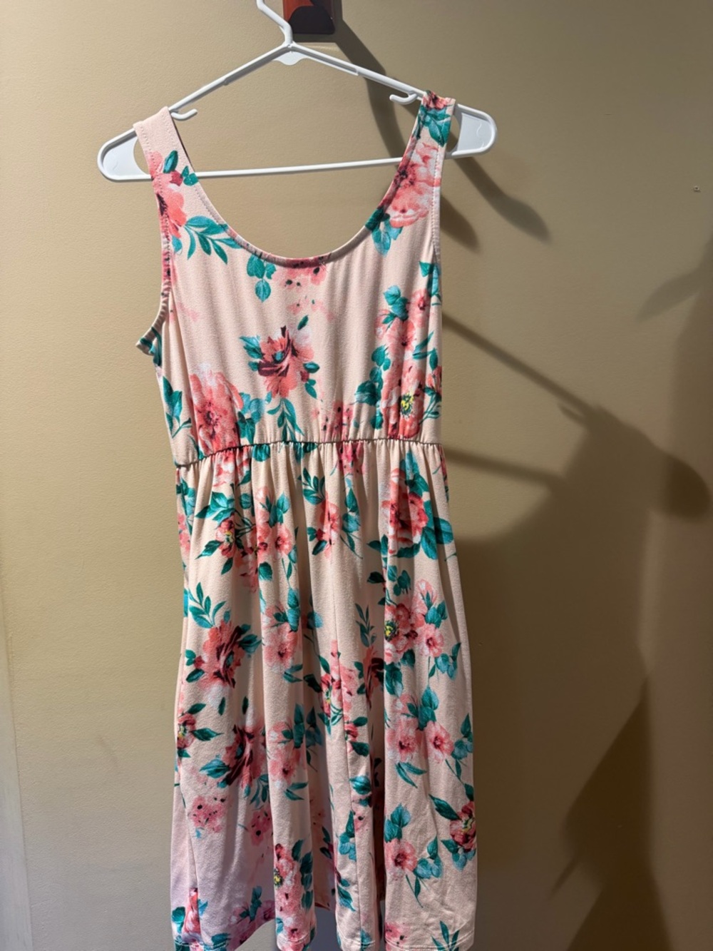Sleeveless Pink Floral A-Line Dress
